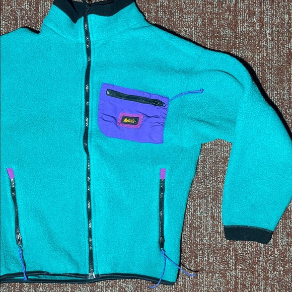 Vintage REI fleece teal fleece zip up sweater outdoor adventure jacket 90’s y2k - Picture 9 of 14